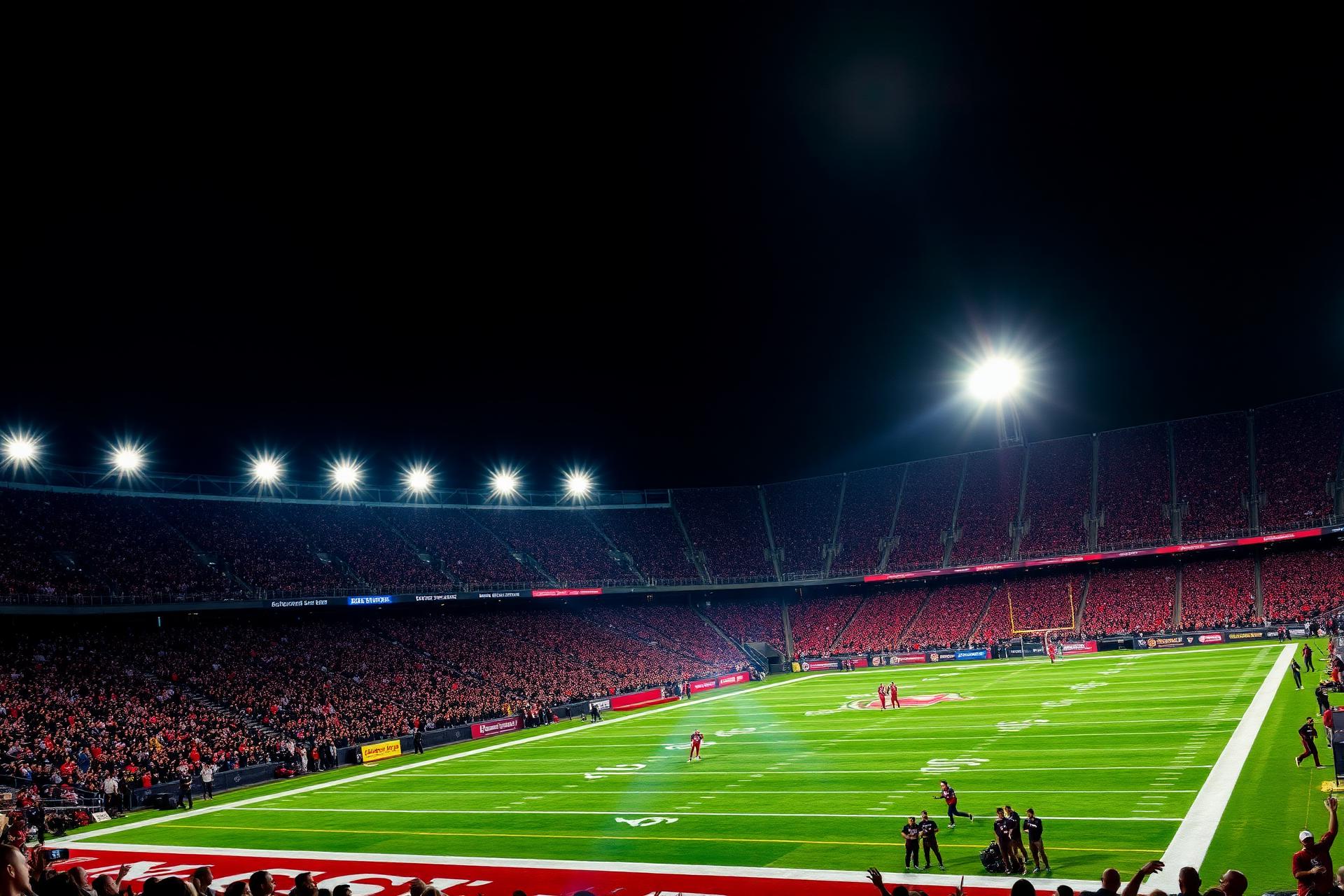 Packed stadium under the lights